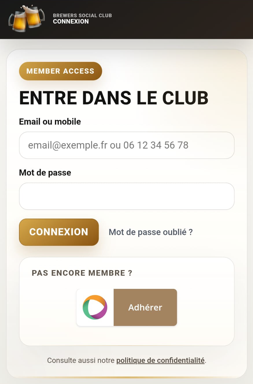 Connexion membre