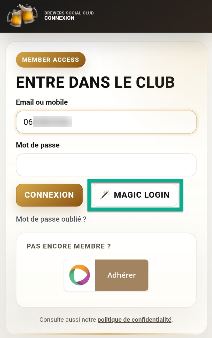 Magic login
